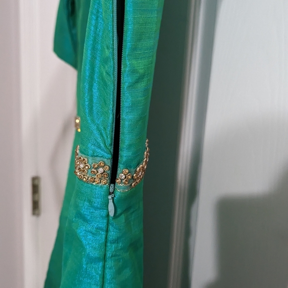 Teal Embellished Gown - Picture 3 of 4